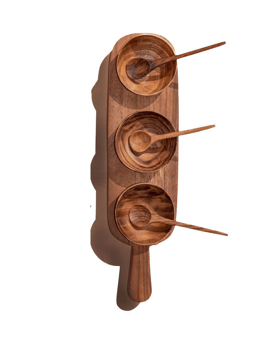 The Walnut Condiment Serving Set